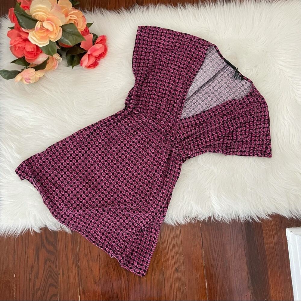 Pink Black Pattern Back Tie Top Y2K